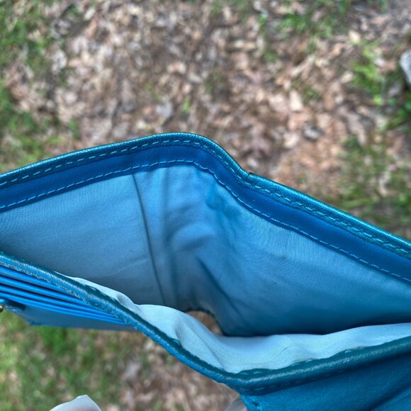 Coach Teal Leather Small Bifold Wallet - Picture 10 of 13